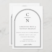 Modern Monogram Arch Wedding Invitation Kaart (Voorkant / Achterkant)