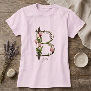 Modern Monogram B: Tulpen, Schors & Ranken T-shirt