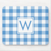 Modern Monogram Baby Blue & White Gingham Pattern Muismat (Voorkant)