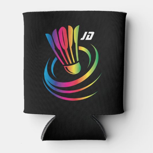 Modern Monogram Badminton Shuttlecock Blikjeskoeler (Voorkant)