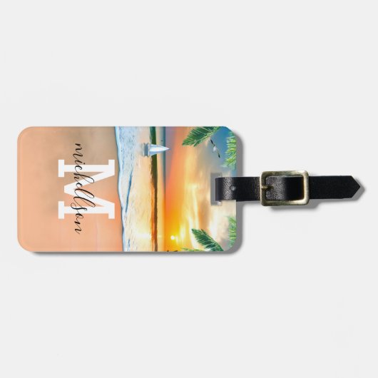 Modern Monogram Bagagelabel (Voorkant horizontaal)