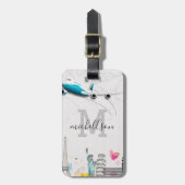 Modern Monogram Bagagelabel (Voorkant verticaal)