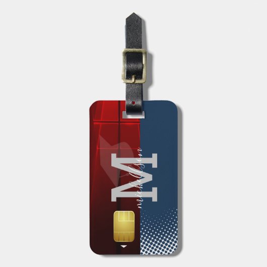 Modern Monogram Bagagelabel (Voorkant verticaal)