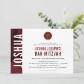 MODERN MONOGRAM BAR MITZVAH zijbar kastanjebruin r Kaart (Staand voorkant)