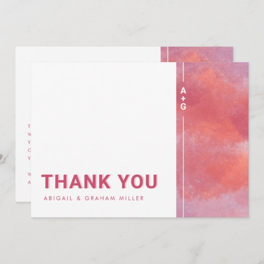 Modern Monogram - Bedankt - Kaart (Voorkant / Achterkant)