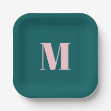 Modern Monogram Beginletter Groen Roze