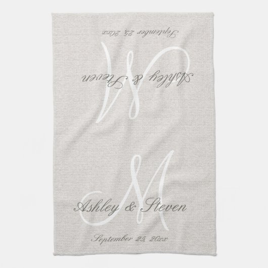 Modern Monogram | Beige Theedoek (Verticaal)