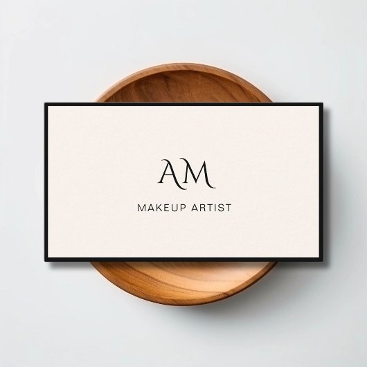 Modern, Monogram, Beige Visitekaartje