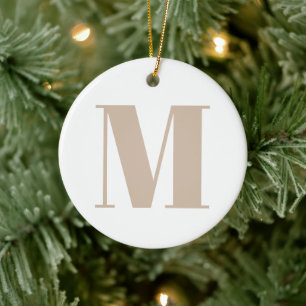 Modern monogram beige wit custom initiaal letter keramisch ornament