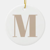 Modern monogram beige wit custom initiaal letter keramisch ornament (Voorkant)