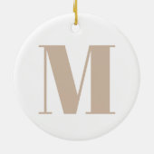Modern monogram beige wit custom initiaal letter keramisch ornament (Achterkant)