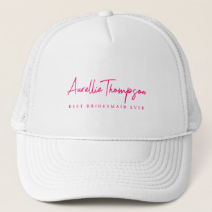 Modern Monogram Beste Bruidsmeisje ooit Roze Trucker Pet