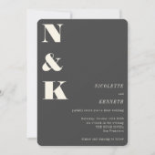 Modern Monogram Black Bold Elegant Wedding Kaart (Voorkant)