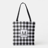 Modern Monogram Black en White Gingham Pattern Draagtas (Achterkant)