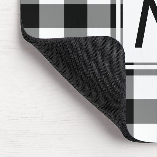 Modern Monogram Black en White Gingham Pattern Muismat (Hoek)