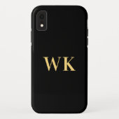 Modern Monogram Black Gold Case-Mate iPhone Case (Achterkant)