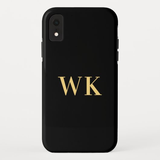Modern Monogram Black Gold Case-Mate iPhone Case (Achterkant)
