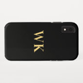 Modern Monogram Black Gold Case-Mate iPhone Case (Achterkant (horizontaal))