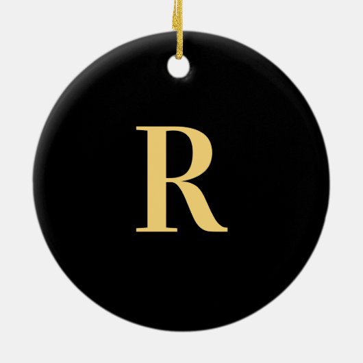 Modern Monogram Black Gold Keramisch Ornament (Achterkant)