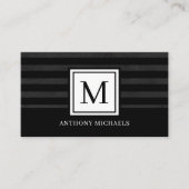 Modern Monogram Black Texture Visitekaartje (Voorkant)