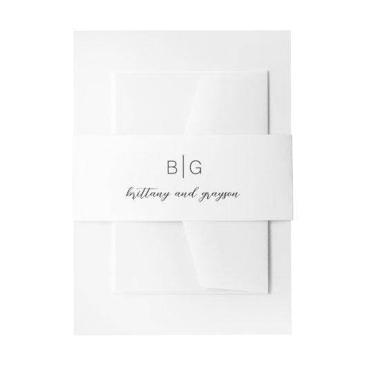 Modern Monogram Black White Wedding Uitnodigingen Wikkel (Voorkant Voorbeeld)