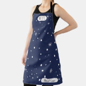 Modern Monogram Blauw en Wit Sneeuw Schort (Insitu)