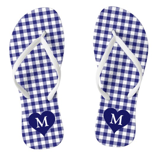 Modern Monogram blauw gecontroleerd Teenslippers (Voetbed)
