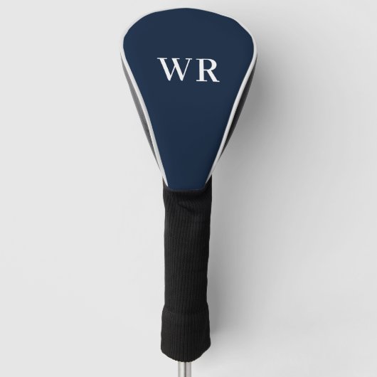 Modern Monogram Blauw Golfhoofd Hoesje Golfheadcover (Voorkant)