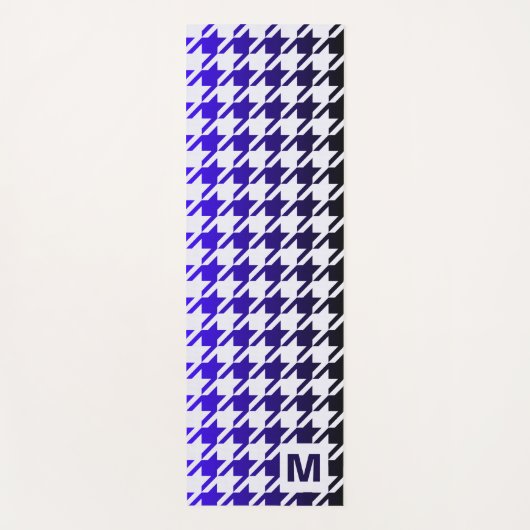 Modern Monogram blauw gradiënt - Houndstooth Patro Yogamat (Voorkant)