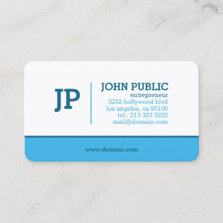 Modern Monogram Blauw Wit Visitekaartje