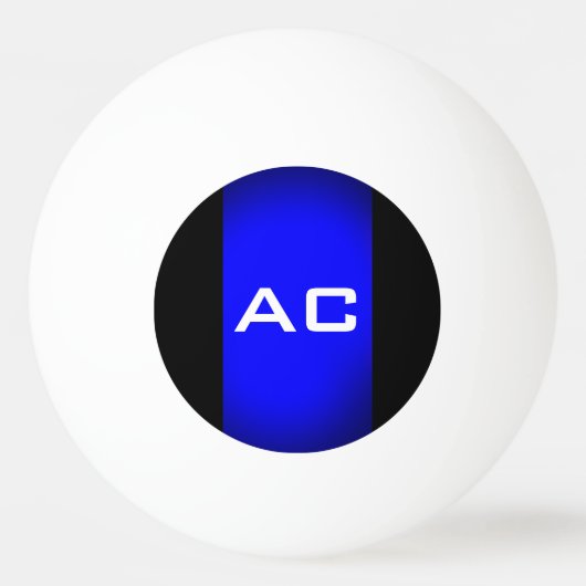 Modern Monogram Blauw Zwarte Plain Pingpongballen (Voorkant)