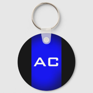 Modern Monogram Blauw Zwarte Plain Sleutelhanger