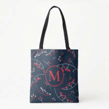 Modern monogram bleek grijs roodbessenpatroon