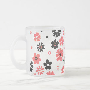 Modern Monogram Bloemmotief Matglas Koffiemok