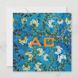 Modern Monogram Blue Floral Chic