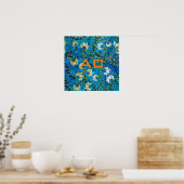 Modern Monogram Blue Floral Chic Poster (Keuken)