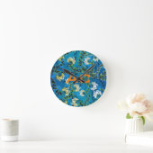 Modern Monogram Blue Floral Chic Ronde Klok (Huis)
