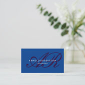 Modern Monogram Blue Trendy Visitekaartje (Staand voorkant)