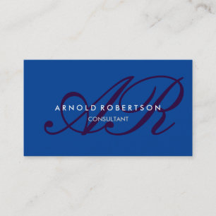 Modern Monogram Blue Trendy Visitekaartje