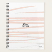 Modern Monogram Blush Pink Lines Abstracte kunst Planner (Voorkant)