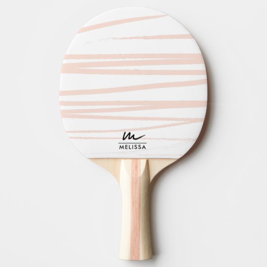Modern Monogram Blush Pink Lines Abstracte kunst Tafeltennisbatje (Voorkant)