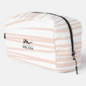 Modern Monogram Blush Pink Lines Abstracte kunst Toilettasje (Rechterhoek)