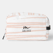 Modern Monogram Blush Pink Lines Abstracte kunst Toilettasje (Achterkant)