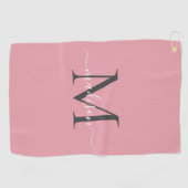 Modern Monogram Blush Roze Grijs Girly Chic Script Golfhanddoek (Horizontaal)