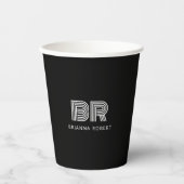 Modern Monogram Branding Logo Stijlvol Zwart Papieren Bekers (Voorkant)