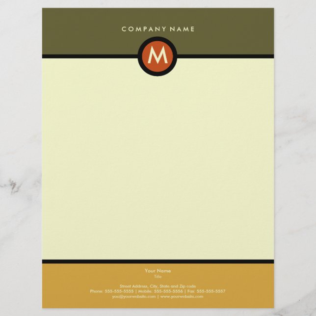 Modern Monogram Business Letterhead Briefhoofd (Voorkant)