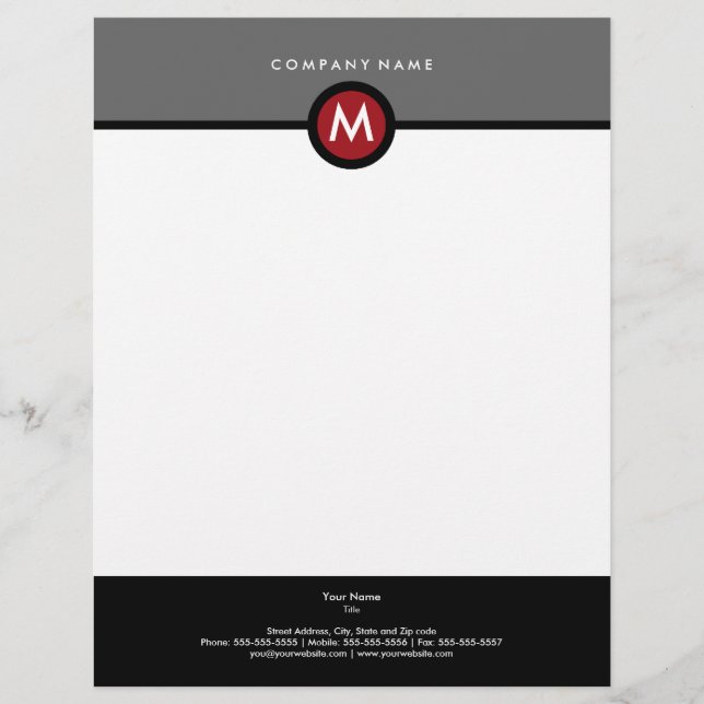 Modern Monogram Business Letterhead Briefhoofd Ontwerp (Voorkant)