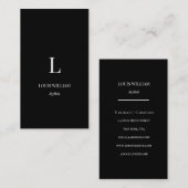 Modern Monogram Chic Minimalist Professioneel Zwar Visitekaartje (Voorkant / Achterkant)