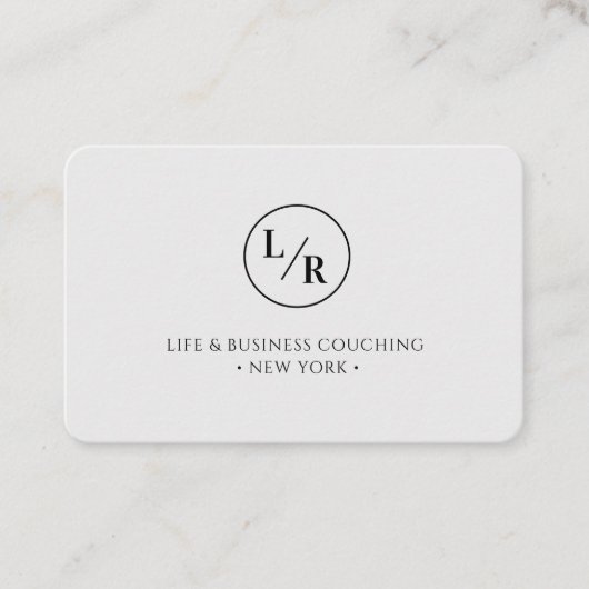 Modern, monogram, cirkel, grijs visitekaartje (Voorkant)