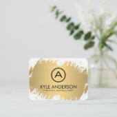 Modern Monogram Classic Gold Lux Expressive Visitekaartje (Staand voorkant)